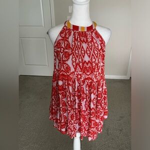 EUC Free People Mimi Tunic Tank Top Size Small Colors Red, Purple and Yellow.